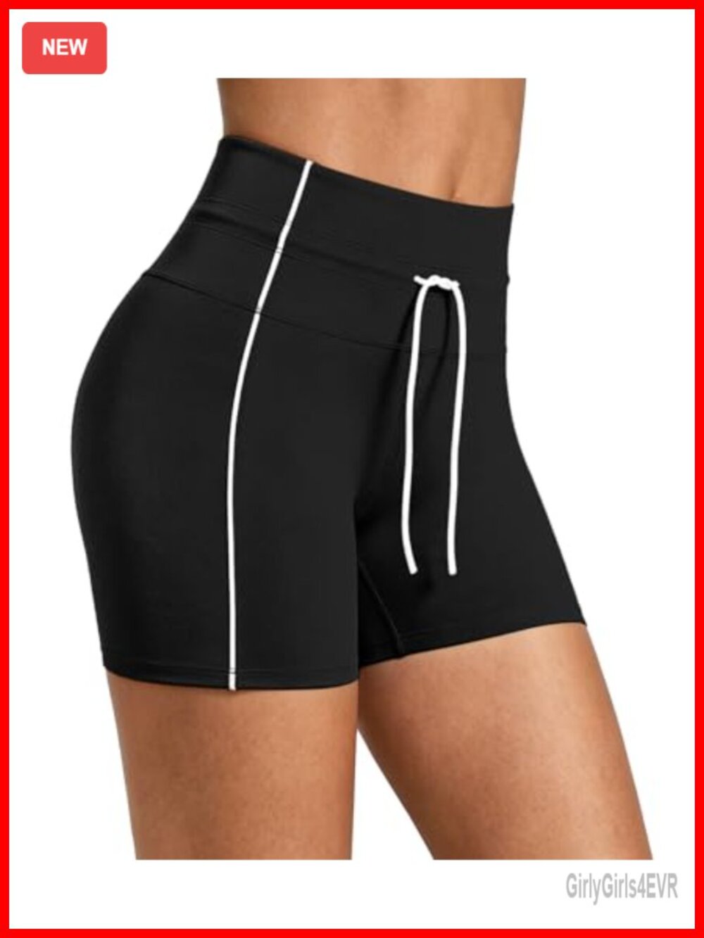 Hragc Womens High-Waist Yoga Biker Shorts Drawstring Athletic Workout Short